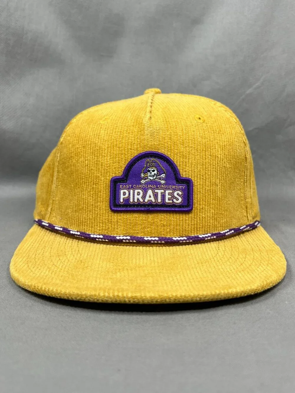 East Carolina Pirates ECU The Game NCAA Strapback Hat Rope Mustard Corduroy Mens - Picture 8 of 14